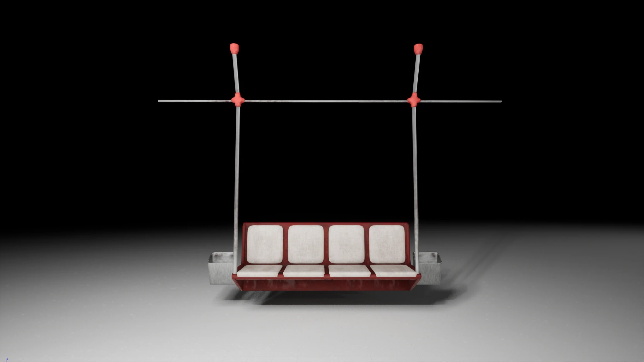 Modelado 3D de un banco de metro con barras de sujecion para la estacion de metro
